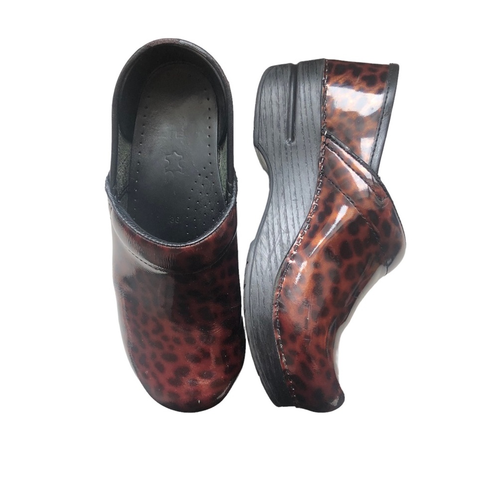 Dansko Leopard Iridescent Clogs (size 36)